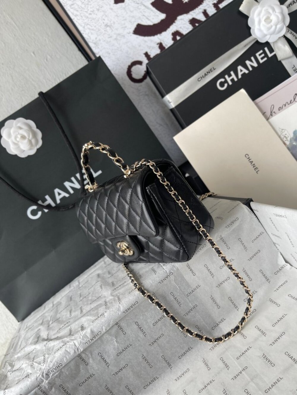 CHANEL Lambskin Mini Flap Gold Ball Crossbody Bag Black - Picture 3 of 8